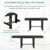 Topmax - 6 Piece Farmhouse Extendable Dining Table With Footrest, 4 Upholstered Dining Chairs And Dining Bench, Two 11" Removable Leaf - Black / Beige - Image 6