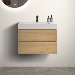 Alice - U041-Alice30-106 Bathroom Vanity With Sink, Large Storage Wall Mounted Floating Bathroom Vanity For Modern Bathroom - Oak / White