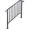 Handrails For Outdoor Steps, Fit 3 Or 4 Steps Outdoor Stair Railing, Picket#3 Wrought Iron Handrail, Flexible Porch Railing, Transitional Handrails For Concrete Steps Or Wooden Stairs - Black - Image 12