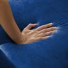 Wide Sofa With Jeweled Buttons, Square Arm, 2 Pillows - Blue - Image 9