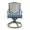 Aluminum 5 Piece Round Dining Set With 4 Swivel Rockers - Sapphire Blue - Image 2