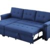 Lucca - Linen Reversible Sleeper Sectional Sofa With Storage Chaise - Blue - Image 2