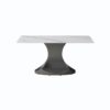 63" Modern Artificial Stone Panel Stainless Steel Curved Legs, Can Accommodate 6-8 People - White / Gray - Image 3
