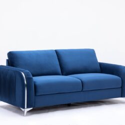 Wenona - Velvet 3 Pieces Living Room Set - Blue