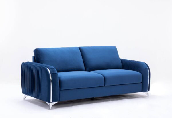 Wenona - Velvet 3 Pieces Living Room Set - Blue