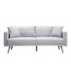 Easton - Linen Fabric Sofa, Loveseat, Chair Living Room With USB Charging Ports Pockets And Pillows (Set of 3) - Light Gray - Image 3