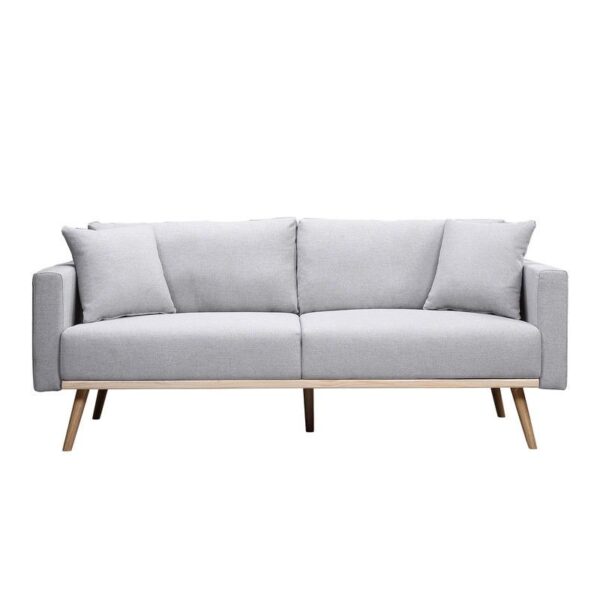 Easton - Linen Fabric Sofa With USB Charging Ports Pockets And Pillows - Light Gray