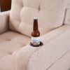 Beige Upholstered Armchair And Storage Ottoman Set, Comfortable Single Sofa With Cup Holders And Tufted Detailing, Ideal For Living Room Or Bedroom - Beige - Image 11