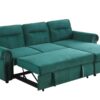 Ashton - Velvet Fabric Reversible Sleeper Sectional Sofa Chaise - Green - Image 2