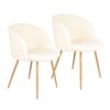 Adjust Legs Upholstered Teddy Faux Fur Dining Armrest Chair (Set of 2) - Off White - Image 10