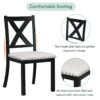 Topmax - 6 Piece Farmhouse Extendable Dining Table With Footrest, 4 Upholstered Dining Chairs And Dining Bench, Two 11" Removable Leaf - Black / Beige - Image 7