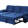 Kipling - Velvet Fabric Reversible Sleeper Sectional Sofa Chaise - Blue - Image 5