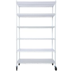 6 Tier 6000Lbs Capacity Nsf Metal Shelf Wire Shelving Unit, Heavy Duty Adjustable Storage Rack With Wheels & Shelf Liners For Commercial Grade Utility Steel Storage Rack - White