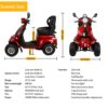 Golf Scooter, Grass Scooter - Red - Image 6
