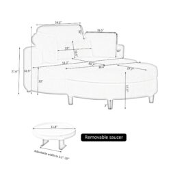 Corduroy Sofa With Two Throw Pillows And A Waist Pillow With An Extra Tray For Comfortable Seating Suitable For Small Apartment Bedroom Space - Beige