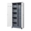Metal Storage Cabinets, Cleaning Tool Cabinet With Locking Door, Tall Broom Tool Organizer, Large Storage Cabinet For Kitchen - Gray / White - Image 12