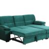 Kipling - Velvet Fabric Reversible Sleeper Sectional Sofa Chaise - Green - Image 2