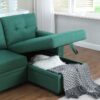 Lucca - Linen Reversible Sleeper Sectional Sofa With Storage Chaise - Green - Image 9