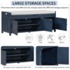 Storage Bench With 3 Shutter-Shaped Doors, Shoe Bench With Removable Cushion And Hidden Storage Space - Antique Navy - Image 5