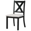 Topmax - 6 Piece Farmhouse Extendable Dining Table With Footrest, 4 Upholstered Dining Chairs And Dining Bench, Two 11" Removable Leaf - Black / Beige - Image 18