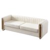 Contemporary Velvet Sofa Couch For Living Room - Beige - Image 3