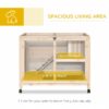 Pawhut - Indoor Rabbit Hutch With Wheels, Desk And Side Table Sized, Wood Rabbit Cage, Waterproof Small Rabbit Cage - Natural - Image 5