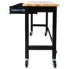 60" Work Bench, Workbench With Drawer Storage, Heavy Duty Bamboo Wood Work Table With Wheels For Garage Home Office - Black / Light Brown - Image 8