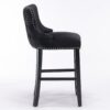 Contemporary Velvet Upholstered Wing-Back Barstools With Button Tufted Decoration And Wooden Legs, And Chrome Nailhead Trim, Leisure Style Bar Chairs, Bar Stools (Set of 4) - Black - Image 6