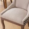 Ultra Side Dining Chair, Thickened Fabric Chairs With Neutrally Toned Solid Wood Legs, Bronze Nail Head, (Set of 2) - Beige / Patterned - Image 13