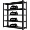Wide Metal Shelves, With 5 Removable Dividers, Large Capacity, Strong Load Bearing, Suitable For Garage, Kitchen And Office - Black - Image 5