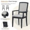 Topmax - Rustic Extendable Dining Table Set With Removable Leaf, 6 Upholstered Armless Dining Chairs And 2 Padded Arm Chairs, 9 Pieces - Black - Image 6