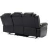 3 Pieces Recliner Sofa Sets Home Theater Seating Manual Recliner Chair With Center Console And Led Light Strip For Living Room - Black - Image 15