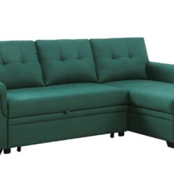 Lucca - Linen Reversible Sleeper Sectional Sofa With Storage Chaise - Green