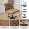 Armless Office Desk Chair No Wheels - Brown - Image 3