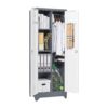 Metal Storage Cabinets, Cleaning Tool Cabinet With Locking Door, Tall Broom Tool Organizer And Storage, Large Storage Cabinet For Kitchen - Gray / White - Image 11