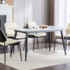 Dining Chairs Mid-Century Modern Retro Faux Leather Chair With Walnut Bentwood Back Upholstered Seat Metal Legs Adjustable Foot For Kitchen Dining Room Chairs (Set of 2) - Beige - Image 20