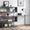Buck II - Clear Glass, Chrome High Gloss Writing Desk With Shelf - Gray - Image 6
