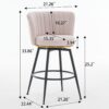 Beige Swivel Bar Stools, High-Back, Adjustable, Upholstered With Elegant Metal Back Accents For Kitchen, Bar, Or Dining Room (Set of 2) - Beige - Image 12