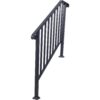 Handrails For Outdoor Steps, Fit 3 Or 4 Steps Outdoor Stair Railing, Picket#3 Wrought Iron Handrail, Flexible Porch Railing, Transitional Handrails For Concrete Steps Or Wooden Stairs - Black - Image 14