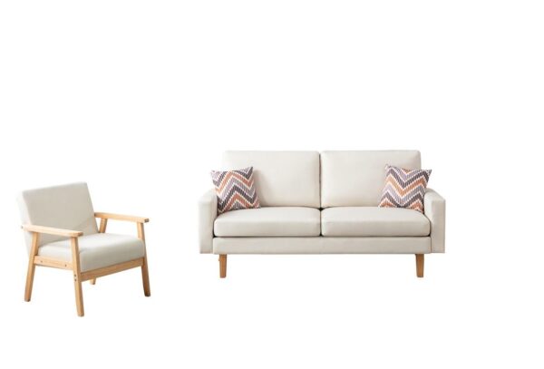 Bahamas - Linen Sofa And Chair With 2 Throw Pillows (Set of 2) - Beige