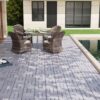 30 Piece Interlocking Deck Tiles Checker Pattern, Square Acacia Hardwood Outdoor Flooring For Patio, Bancony, Pool Side - Light Gray - Image 15