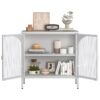 Metal Sideboard Cabinet, Accent Storage Cabinet With 2 Glass Doors, Modern Coffee Bar Cabinet With Adjustable Shelves 154 Lbs Capacity For Kitchen, Living Room And Hallway - White - Image 7