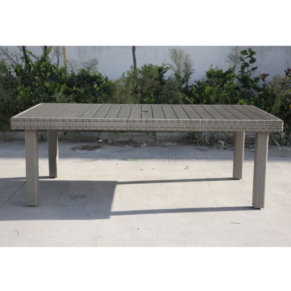 Balcones - Outdoor Furniture, Wicker Rectangular Dining Table - Gray