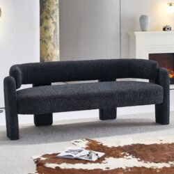 Boucle Upholstery Modern Sofa For Living Room - Dark Gray