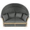 Outdoor Patio Daybed Wicker Rattan Double Daybed Round Sofa Furniture Set With Retractable Canopy, 4 Pillows For Lawn Garden Backyard Porch Pool - Gray - Image 16
