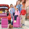 20" Hardside Luggage With Cosmetic Case, 2 Piece Lightweight Suitcase Set With Spinner Wheels, Carry On Vintage Luggage - Pink - Image 8