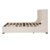 Queen Size Storage Upholstered Platform Bed With Wingback Headboard And A Big Drawer - Beige - Image 7