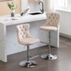 Swivel Velvet Barstools Adjusatble Seat Height From 25-33", Modern Upholstered Chrome Base Bar Stools With Backs Comfortable Tufted For Home Pub And Kitchen Island (Set of 2) - Beige - Image 14