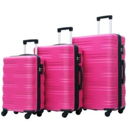 Hardshell Luggage Sets 3 Pieces Spinner Suitcase With Tsa Lock Lightweight 20" 24" 28" - Pink