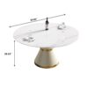 59.05" Modern Artificial Stone Round Carbon Steel Base Dining Table, Can Accommodate 6 People - White - Image 10